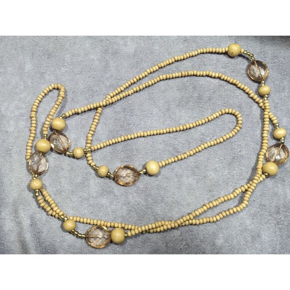 Bohemian Nature Themed Wood And Glass Beaded Necklace - Picture 7 of 7